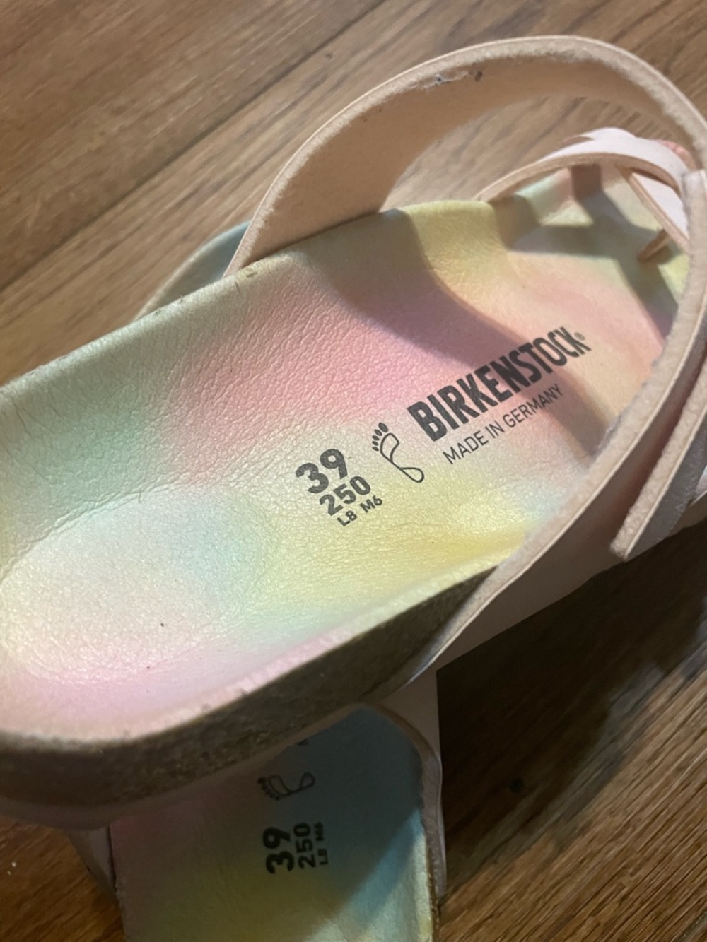 Birkenstock Mayari Vegan Rose Ombré Double-Buckle Sandals with Rainbow Footbed - Picture 3 of 7
